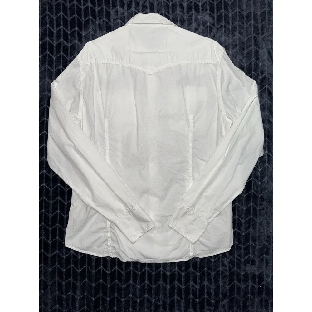 True Religion Mens White Pearl Snap Western Long Sleeve Shirt Pockets Sz 2XL